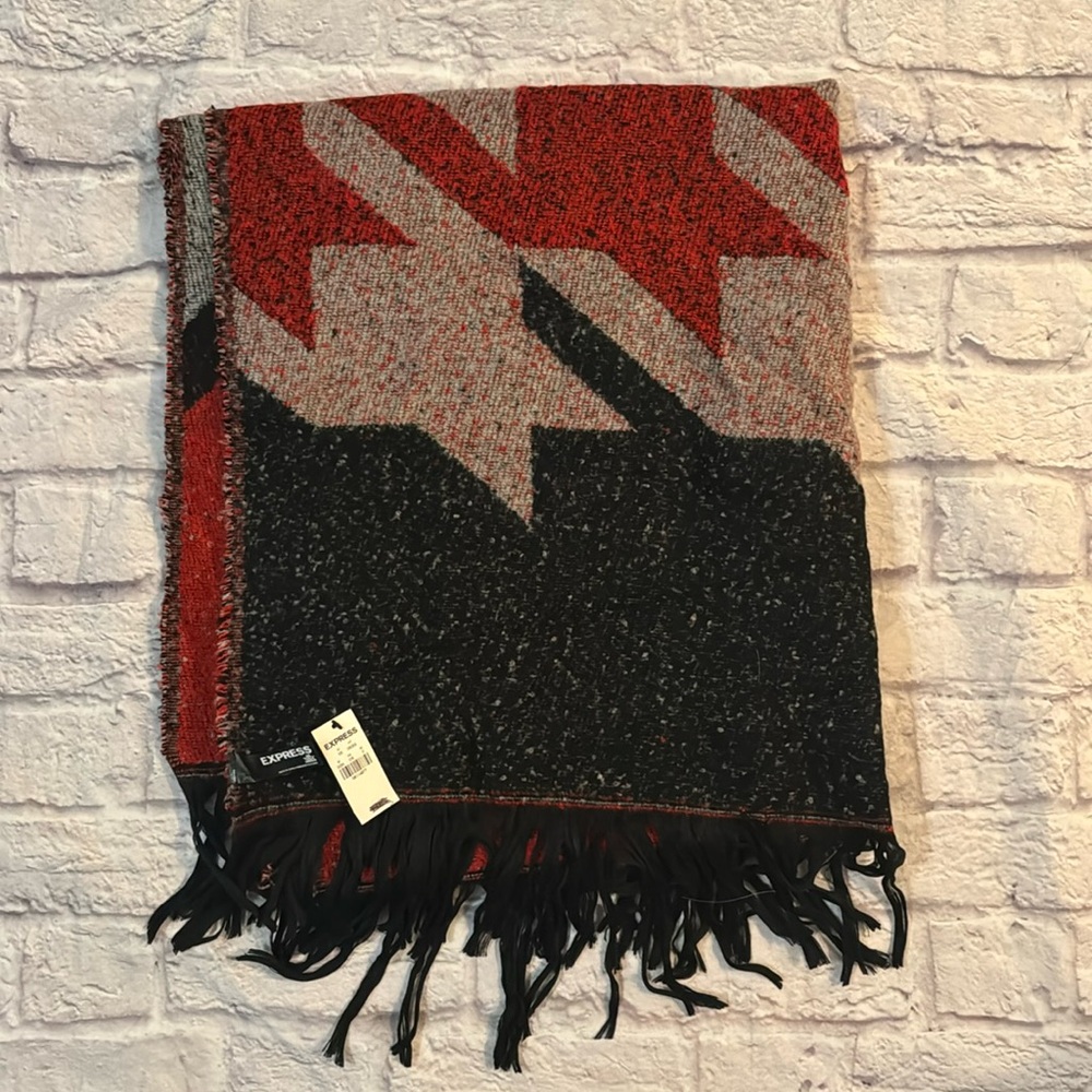 Red + Black Express Houndstooth Blanket Scarf NWT